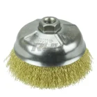 แปรงลวดถ้วยทองเหลืองแท้ - 5" Crimped Wire Cup Brush, 0.35 Brass Fill, 5/8"-11 UNC Nut