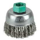 แปรงลูกถ้วยถักเปีย 2-3/4" Single Row Knot Wire Cup Brush, 0.50 mm Stainless Steel Fill, M14 x 2.0 Nut